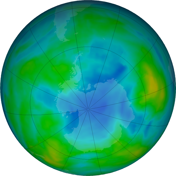 Antarctic ozone map for 22 May 2018